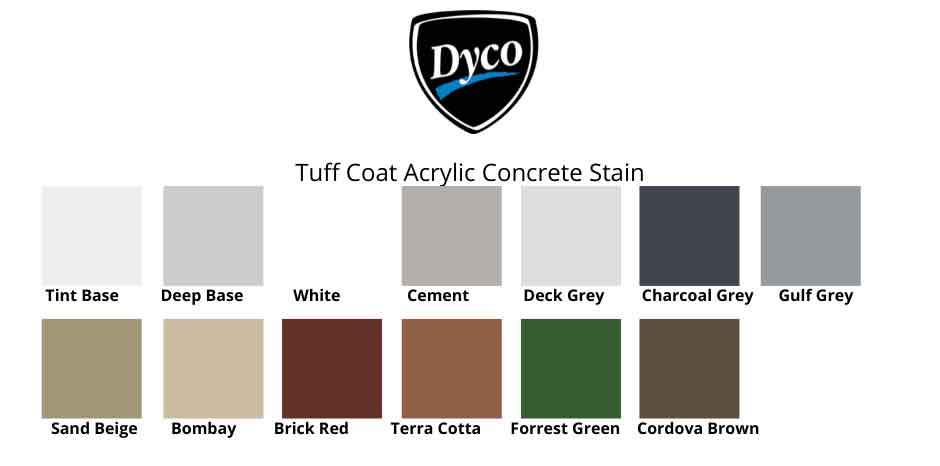 Dyco TUFF Coat garage floor paint colors