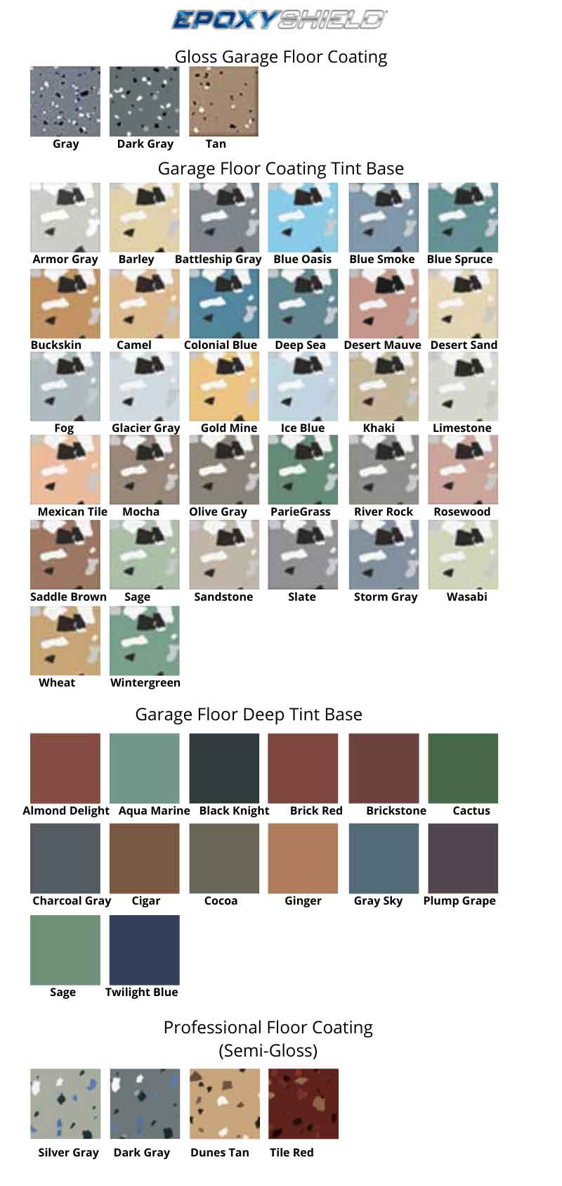 Rust-Oleum EpoxyShield color options