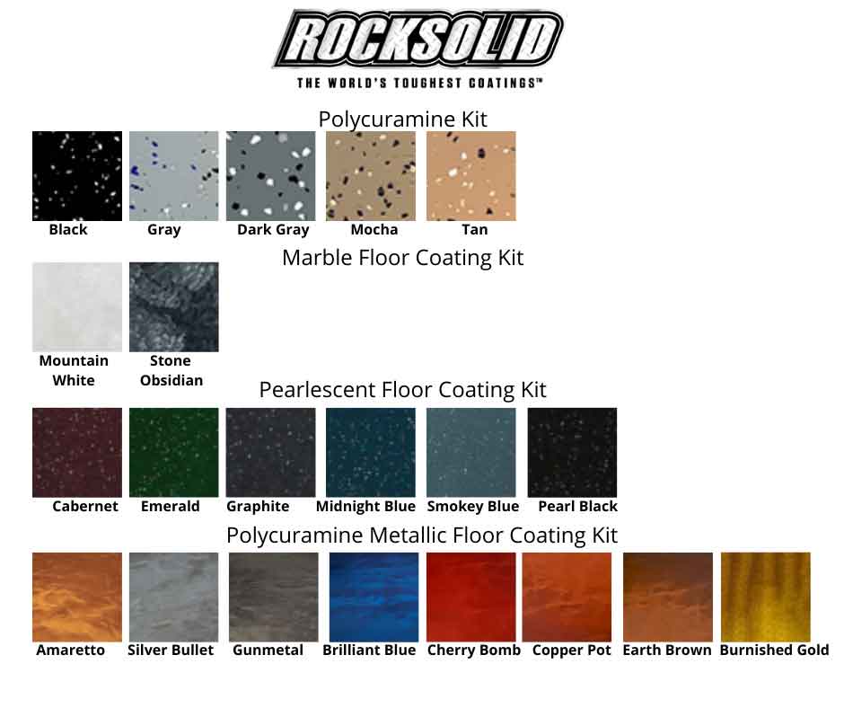 Rocksolid polycuramine garage floor epoxy colors