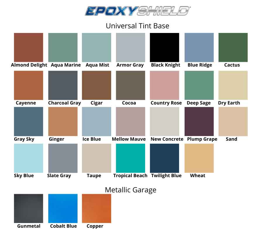 Epoxyshield metallic garage floor paint colors