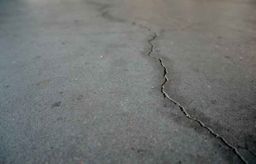 large crack on concrete garage floor