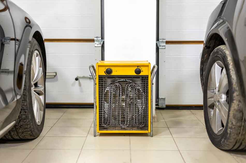 Portable heater in garage