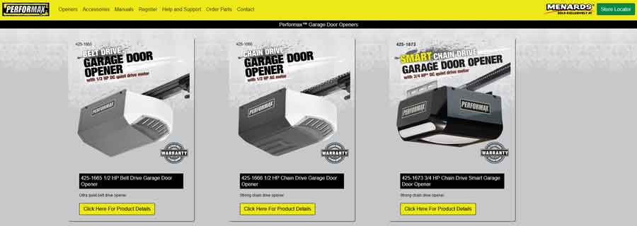 Performax garage door opener lineup