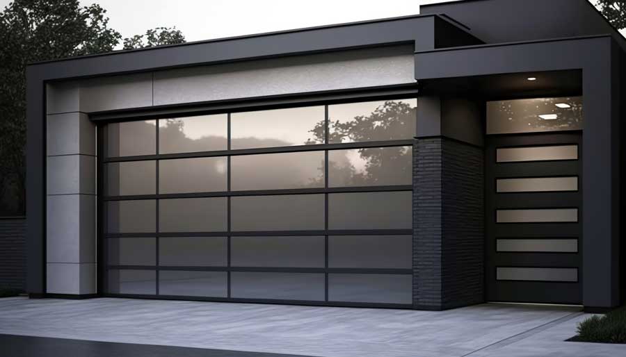 Modern glass garage door