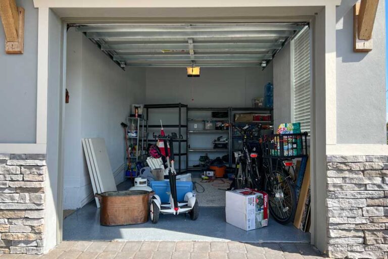 Organized small, one-car garage