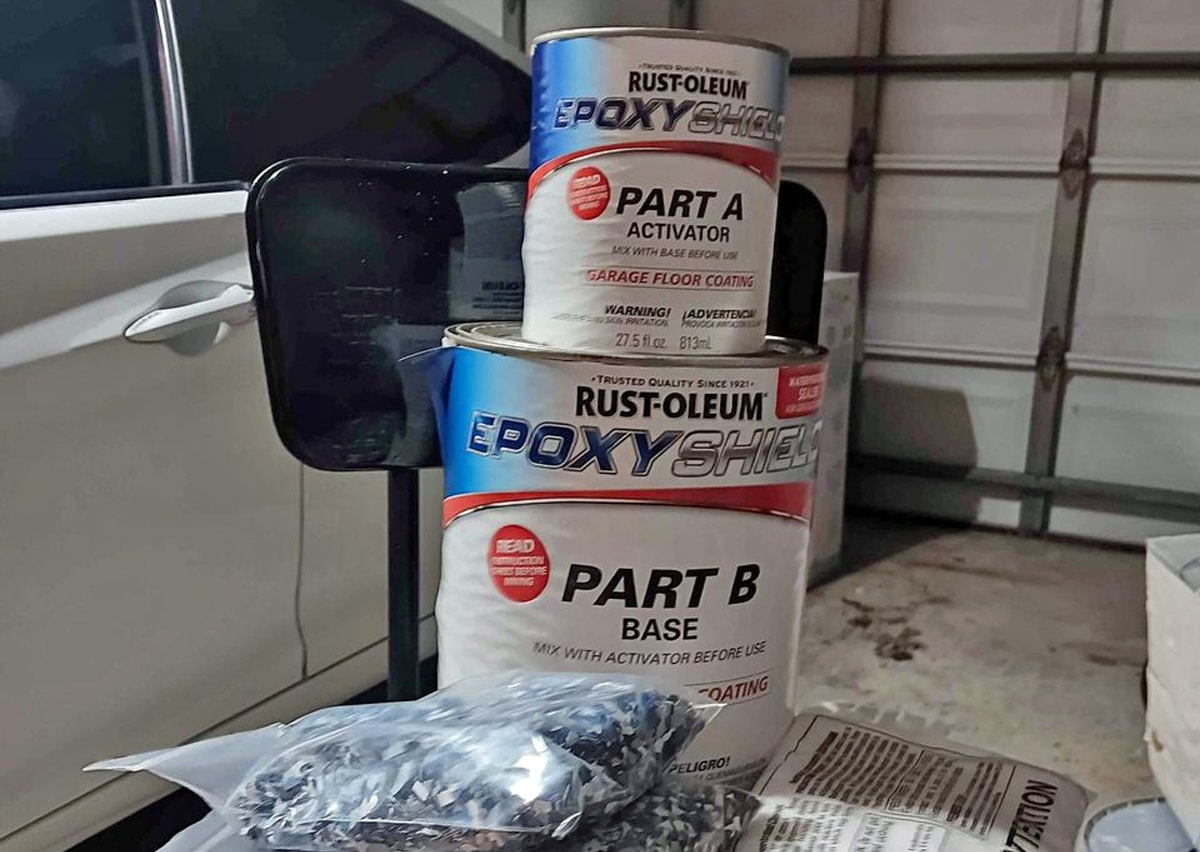 Rustoleum Epoxyshield is a 2-part solvent-based epoxy floor coating