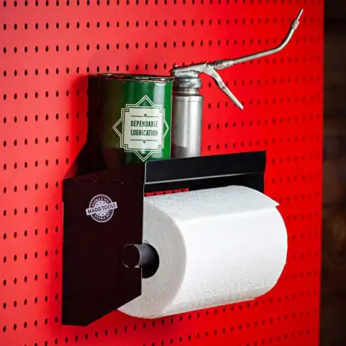 MADD Tools Pegboard Paper Towel Holder with Shelf