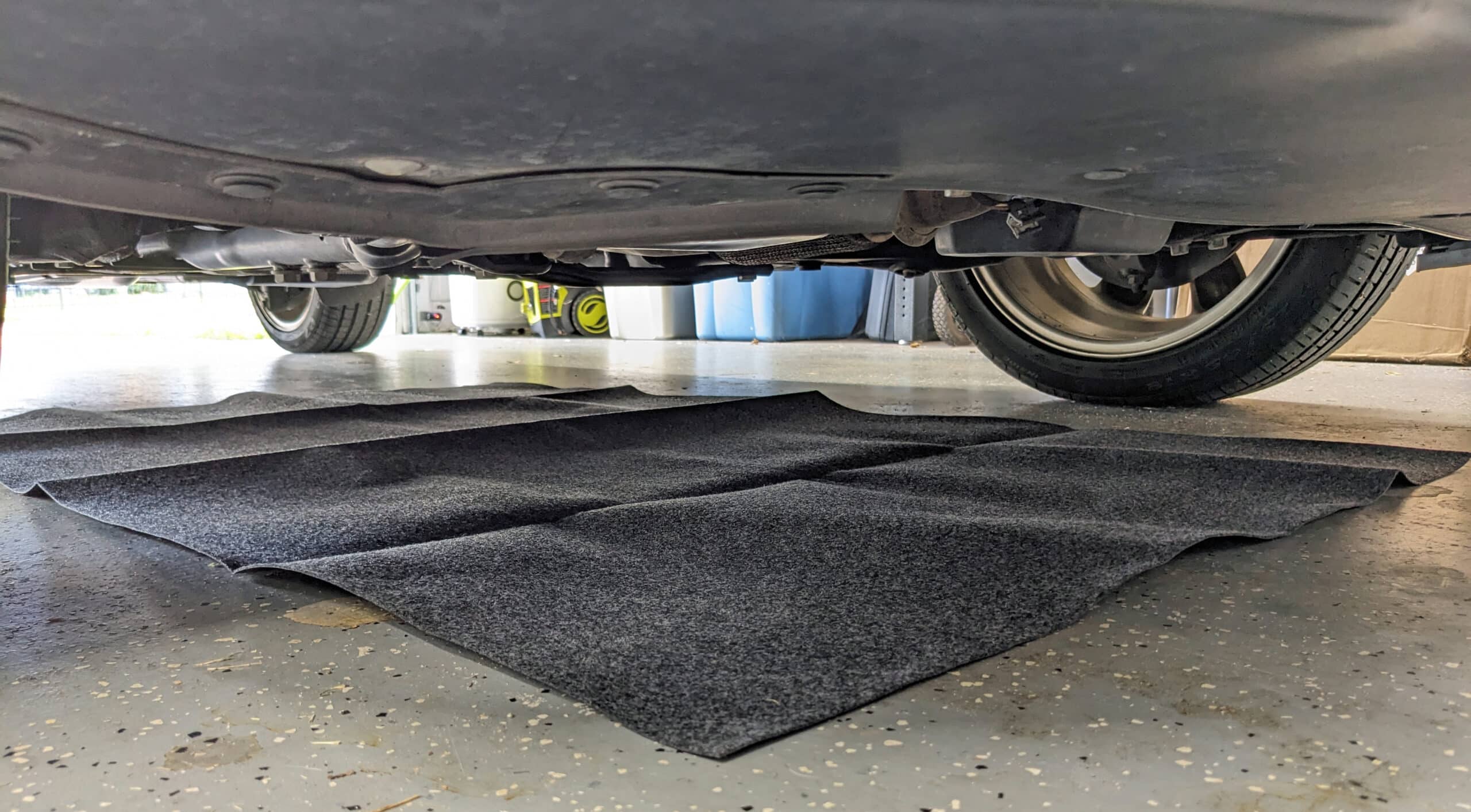 Drymate XL Oil Spill Mat underneath my car