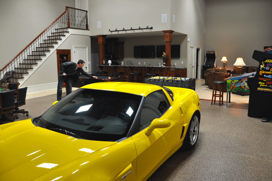 Hyde Park garage condo with Corvette and pool table
