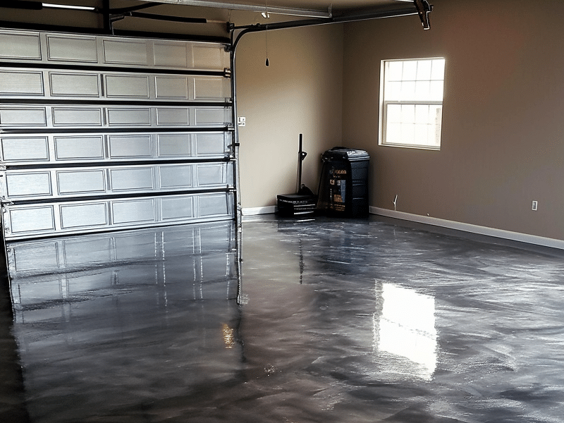 Garage makeover with custom grey epoxy floor 800x600