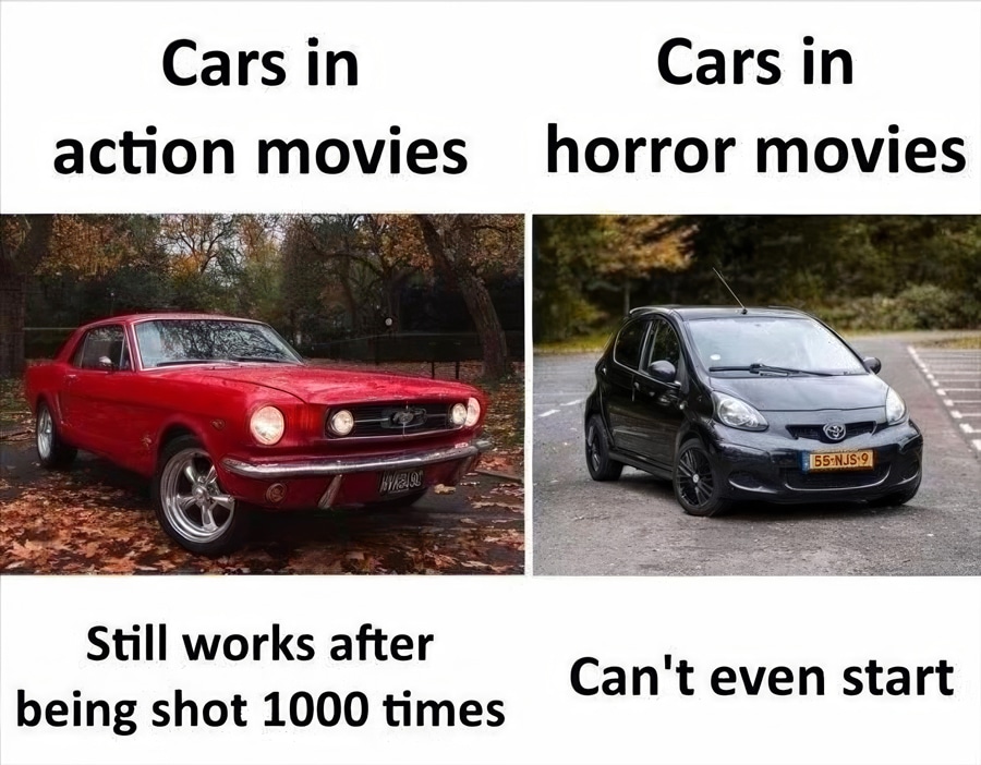 Cars in action movies vs cars in horror movies
