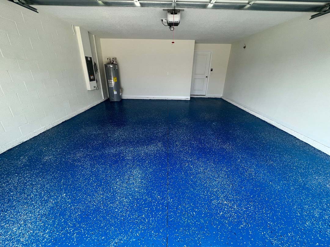 blue flake epoxy floor
