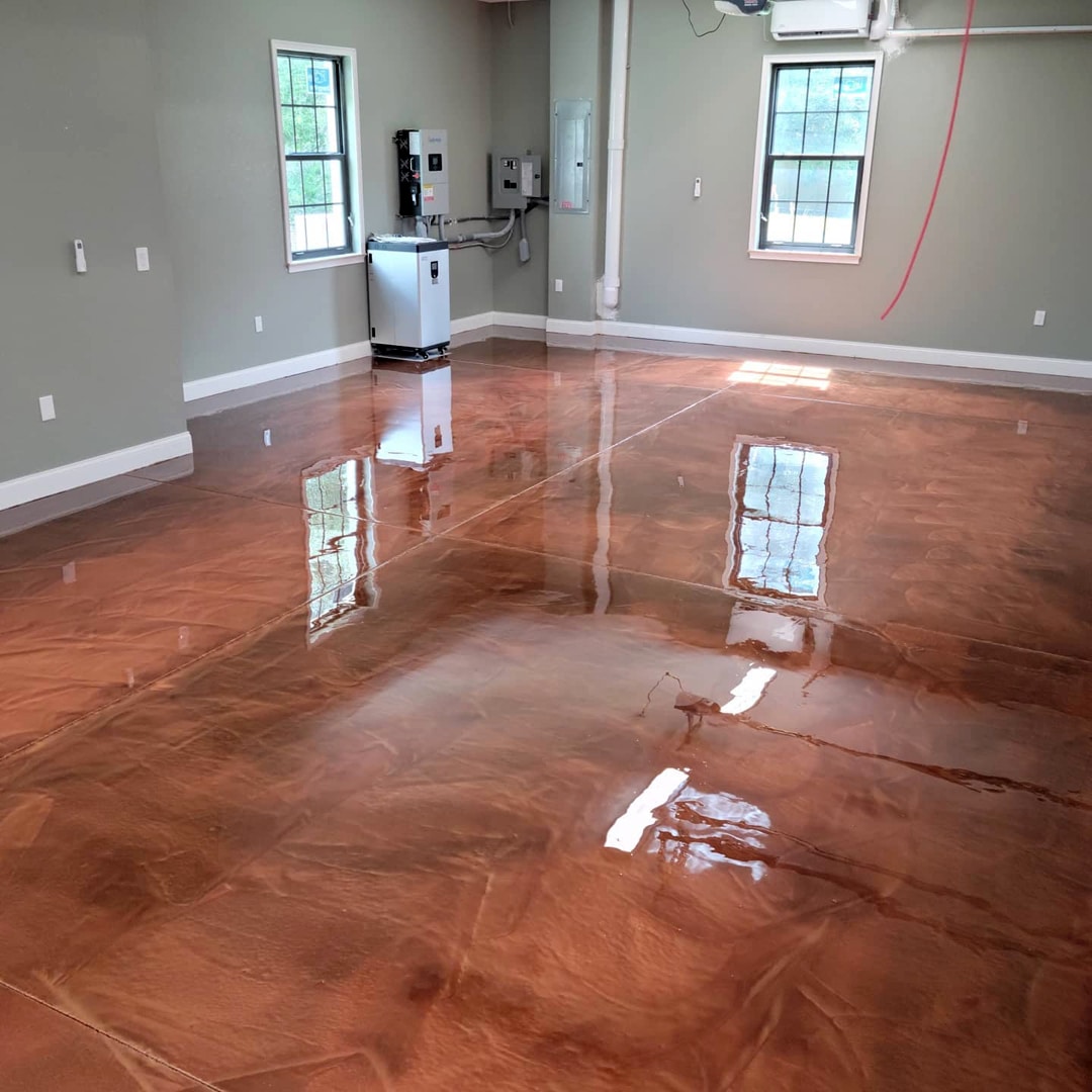 Brown or rose gold epoxy floor