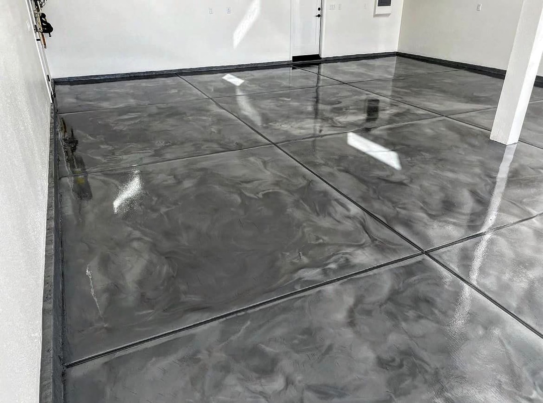 EpoxyIt grey on grey swirl epoxy floor
