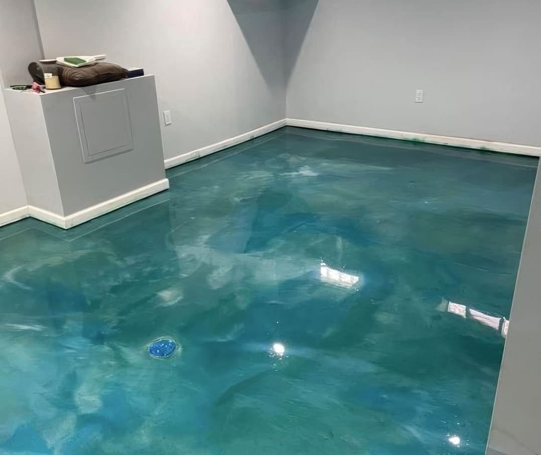 Light blue ocean epoxy floor