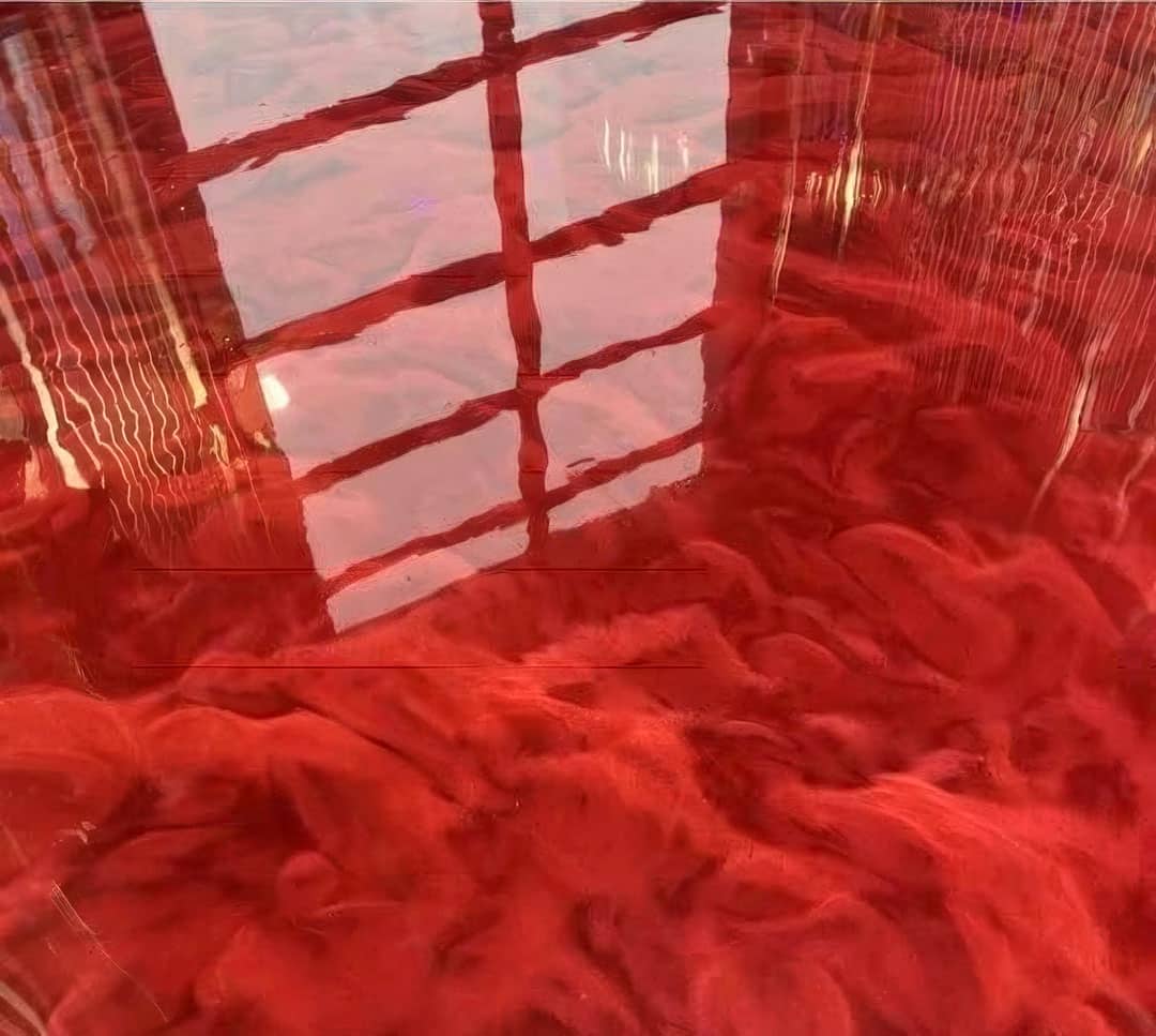 red swirl epoxy floor