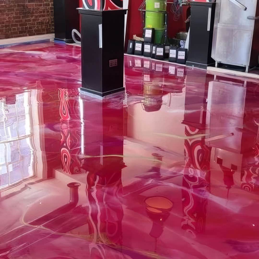 Pink & gold swirl epoxy floor