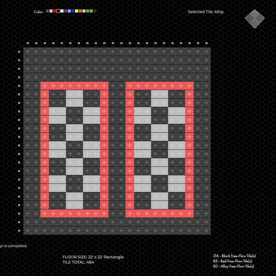 Checkerboard tile floor parking spaces: RaceDeck design