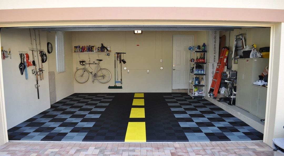 Checkerboard highway floor tile