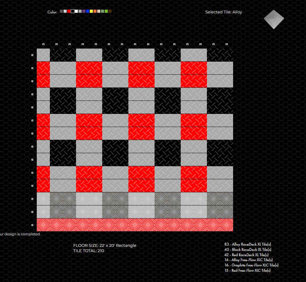 Red black gray large checkerboard floor tiles:: RaceDeck design