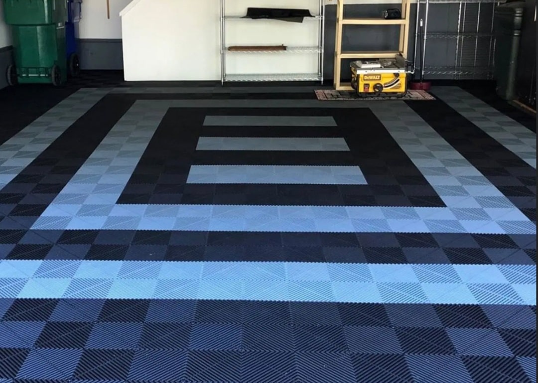 Black & Gray Geometric Floor Tile Design