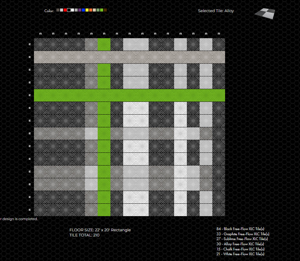Lime Green, Black, and Gray Floor Tile Design: RaceDeck design