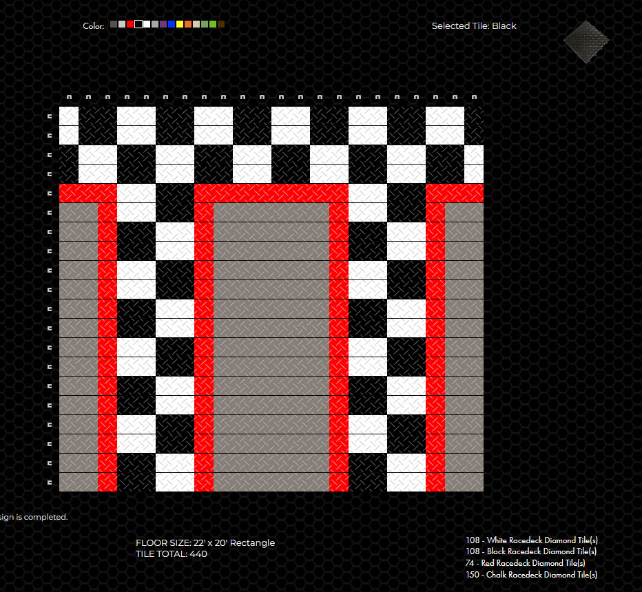 Diamondplate Gray and Red Floor Tiles: RaceDeck design