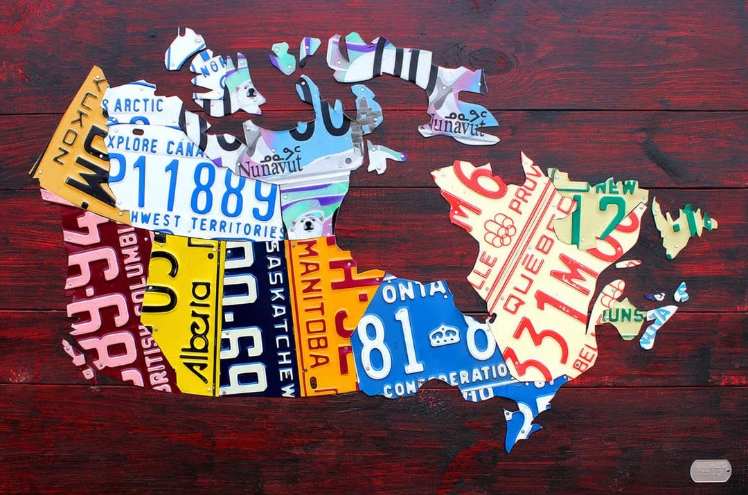 License plate map of Canada