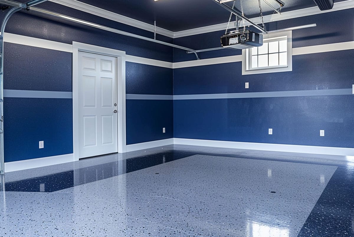 Navy blue garage walls
