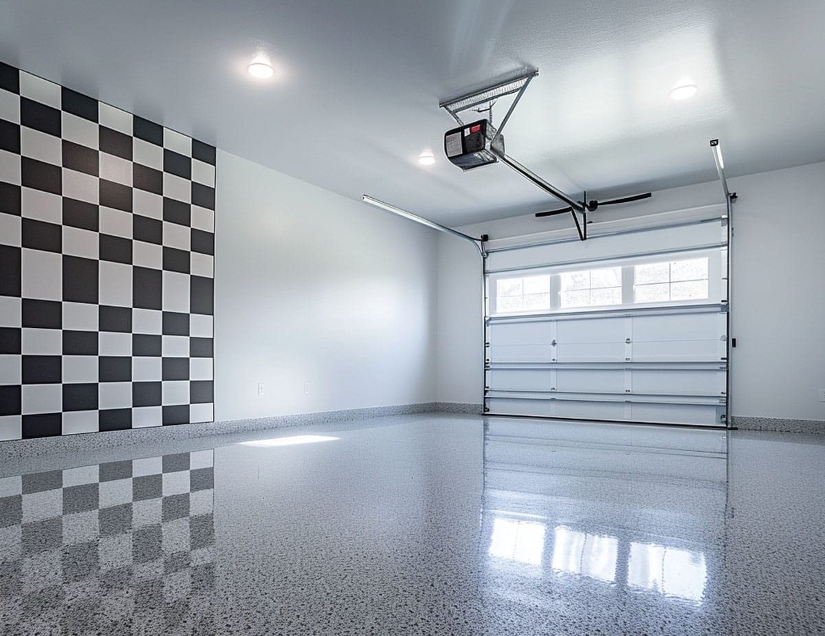 Checkerboard garage wall color scheme