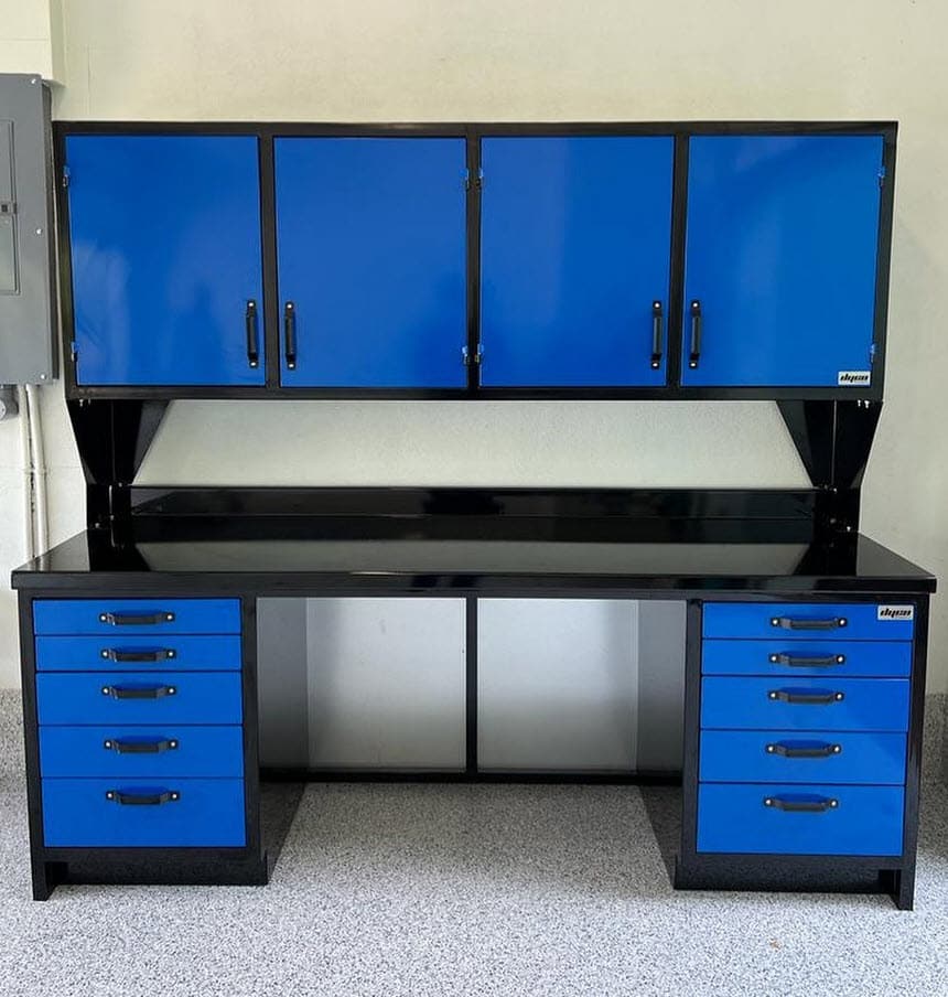Dyco custom-made workbench with cabinets