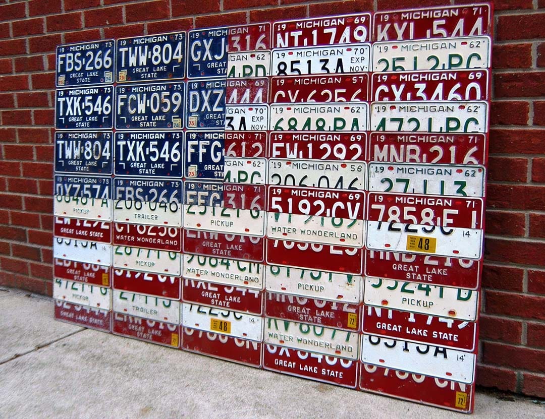 Custom US Flag made from license plates