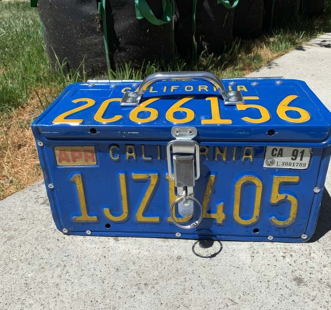 Storage box made from California license plates
