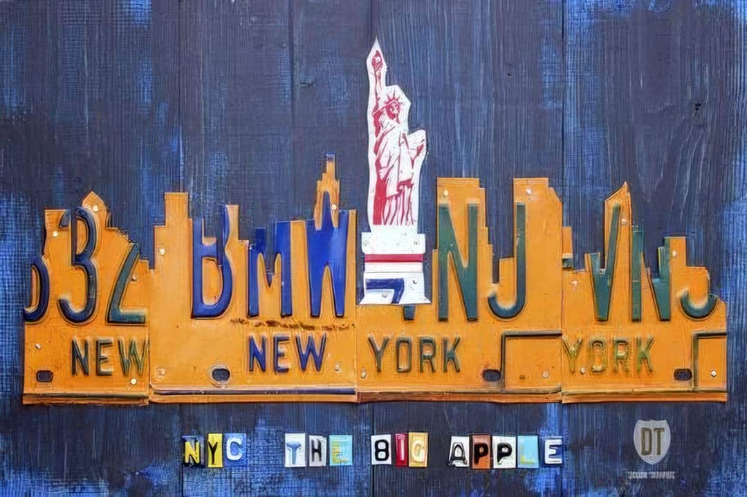 New York skyline made from license plates