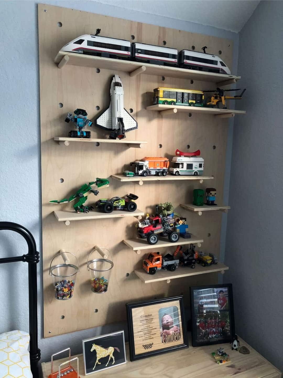 Pegboard for toy storage