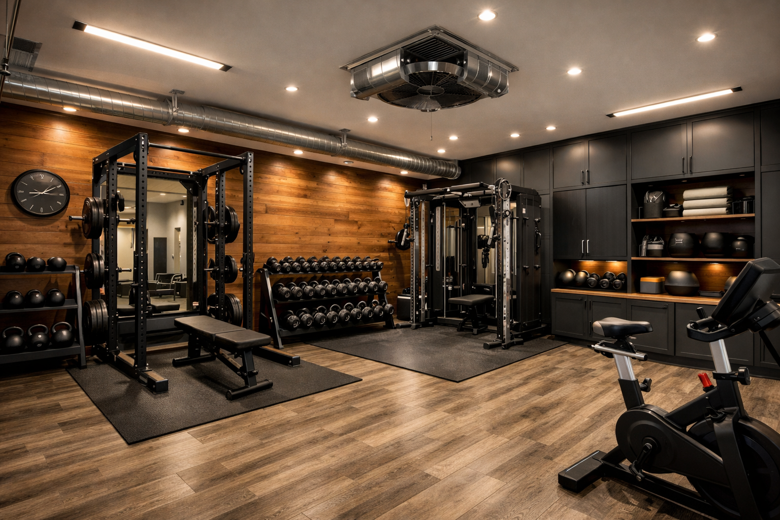 Designer garage gym with architect-designed layout and premium finishes