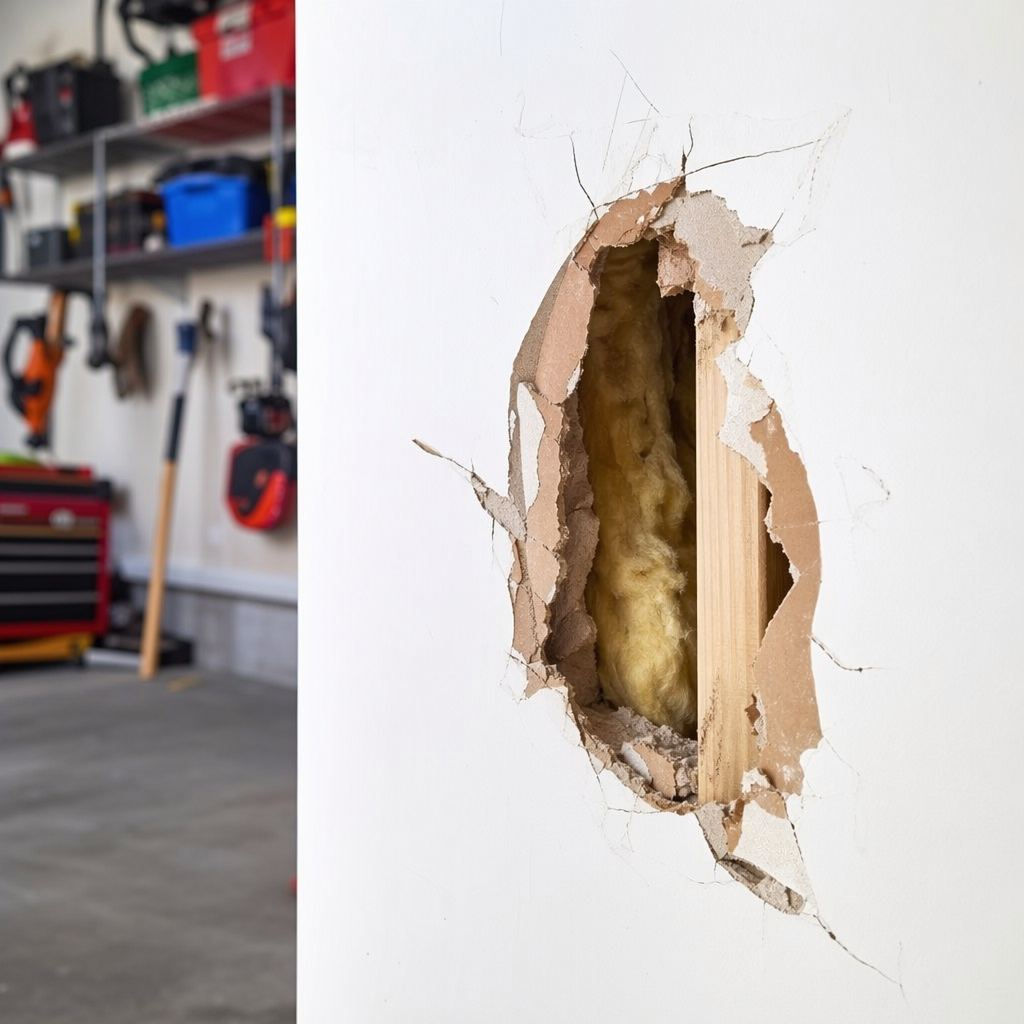 Common Causes of Large Drywall Holes in Garages