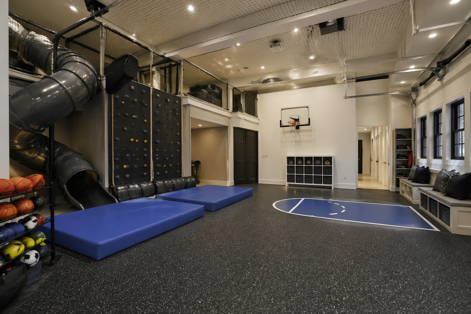 Professional garage gaming studio with streaming equipment and acoustic treatment