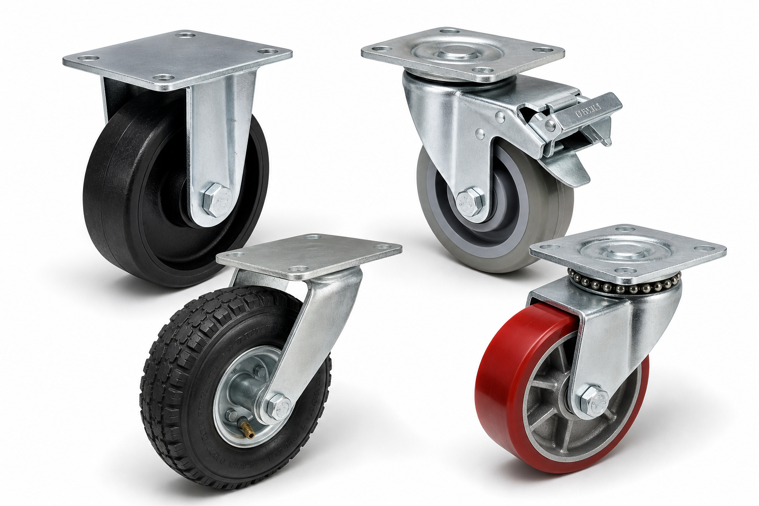 Different types of heavy-duty casters for tool cart wheels