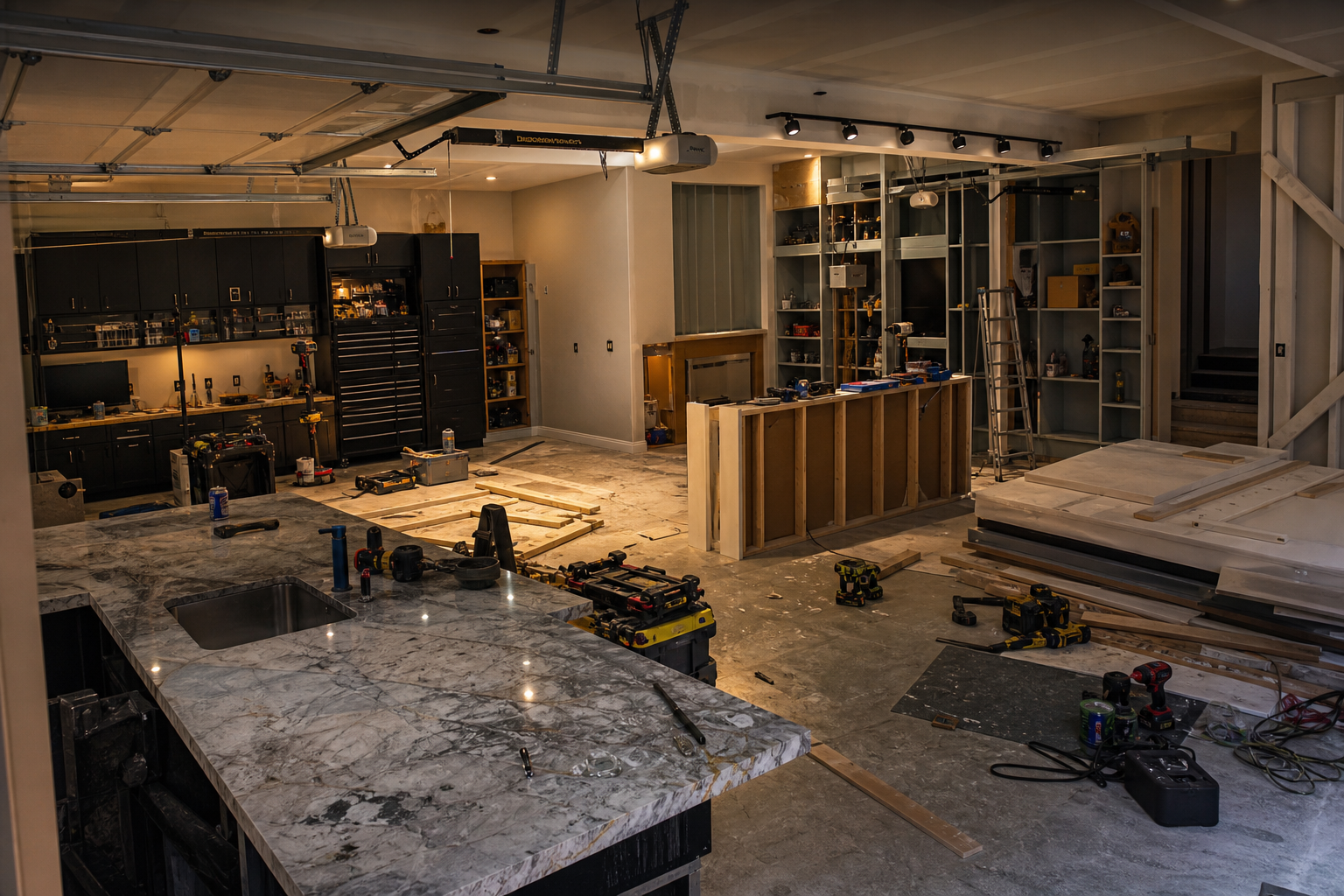 Garage renovation showing common costly mistakes and poor planning