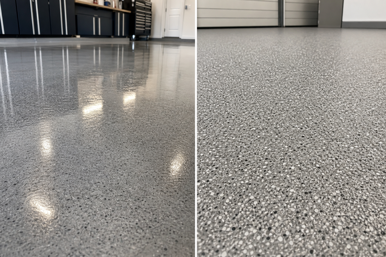 Comparison of smooth concrete garage floor versus anti-slip treated surface