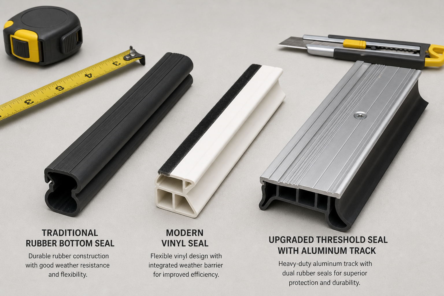 Comparison of different garage door weather seal types and materials