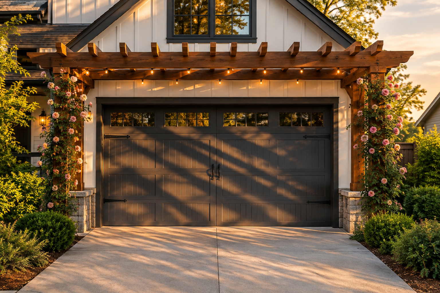 15 Garage Door Pergola Ideas for Architectural Curb Appeal