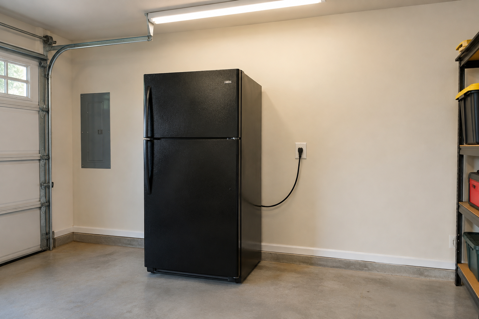Garage fridge plugged into dedicated 20 amp outlet with no extension cords or power strips